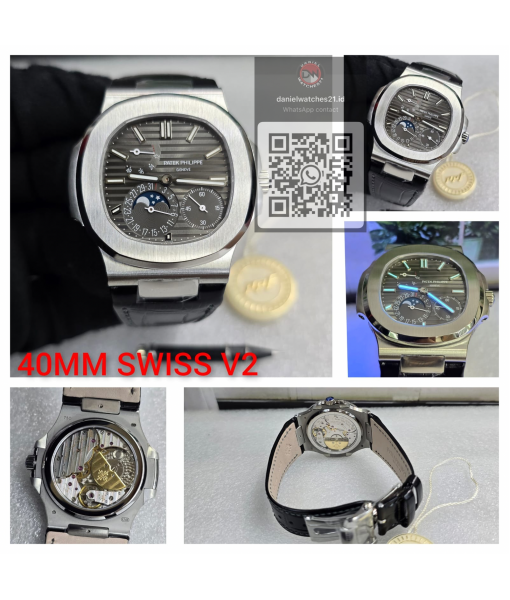 PATEK PHILIPPE NAUTILUS MOONPHASE 5712/1R SS GREY LEATHER/PPF V2/2026