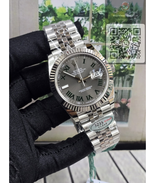 ROLEX DATEJUST SS 1266334 41MM GREY WIMBLEDON/CLEAN V3/2026