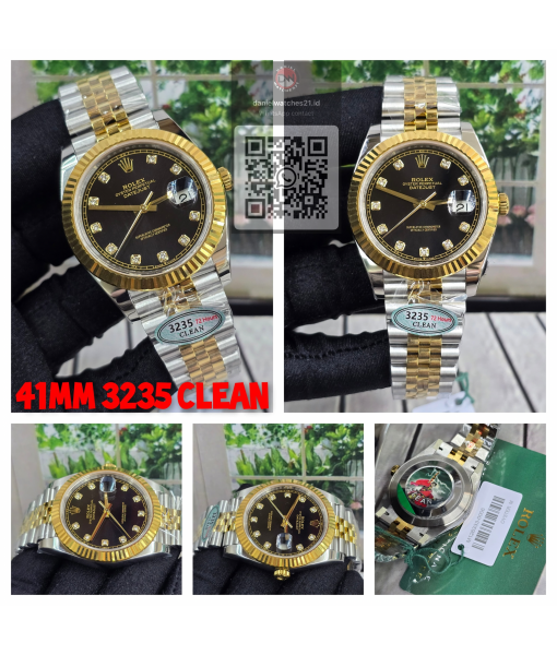ROLEX DATEJUST 41MM TWO-TONE GOLD BLACK DIAMOND 126333/CLEAN V3/2026