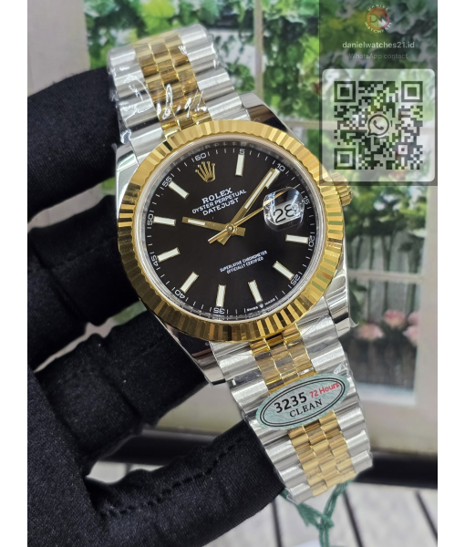 ROLEX DATEJUST 41MM TWO-TONE GOLD BLACK BASIC 126333/CLEAN V3/2026