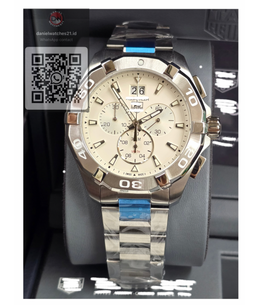 TAG HEUER AQUARACER 300M QUARTZ CHRONOGRAPH SS WHITE/KORF/2026